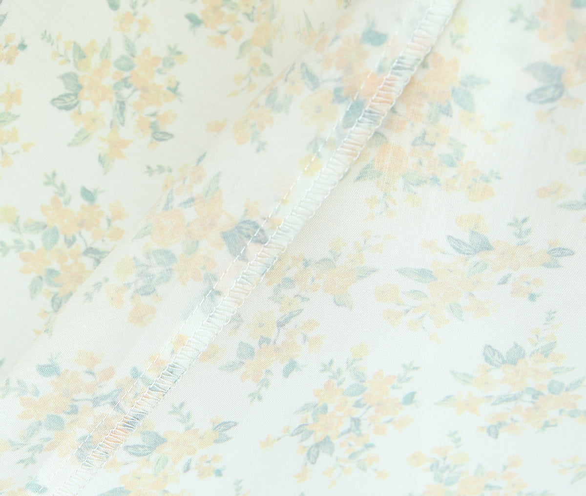 French Floral Strap Waist-tight First Love Seaside A- Line Mid-length Dress