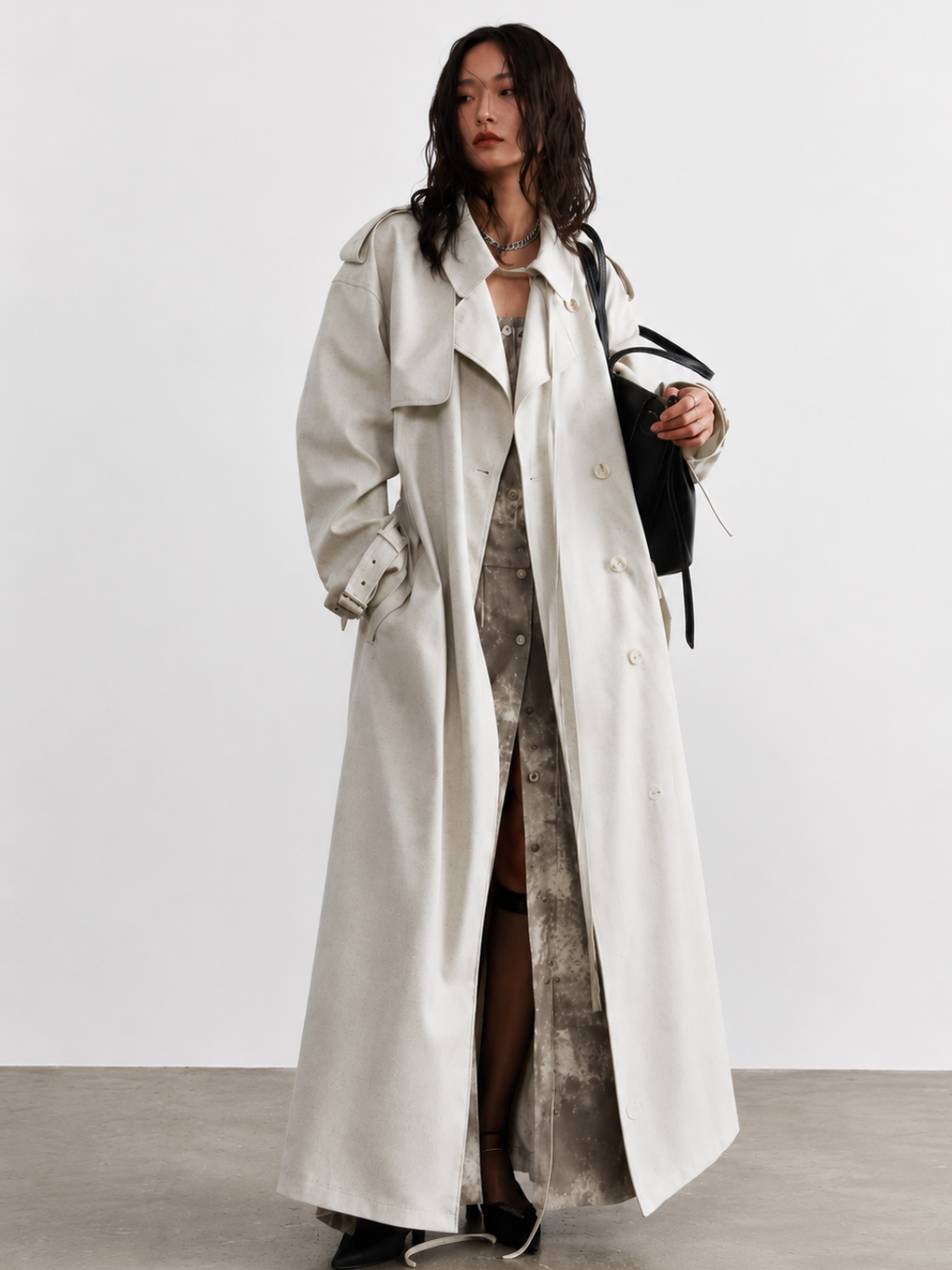 Unisex Long Double-Breasted Trench Coat