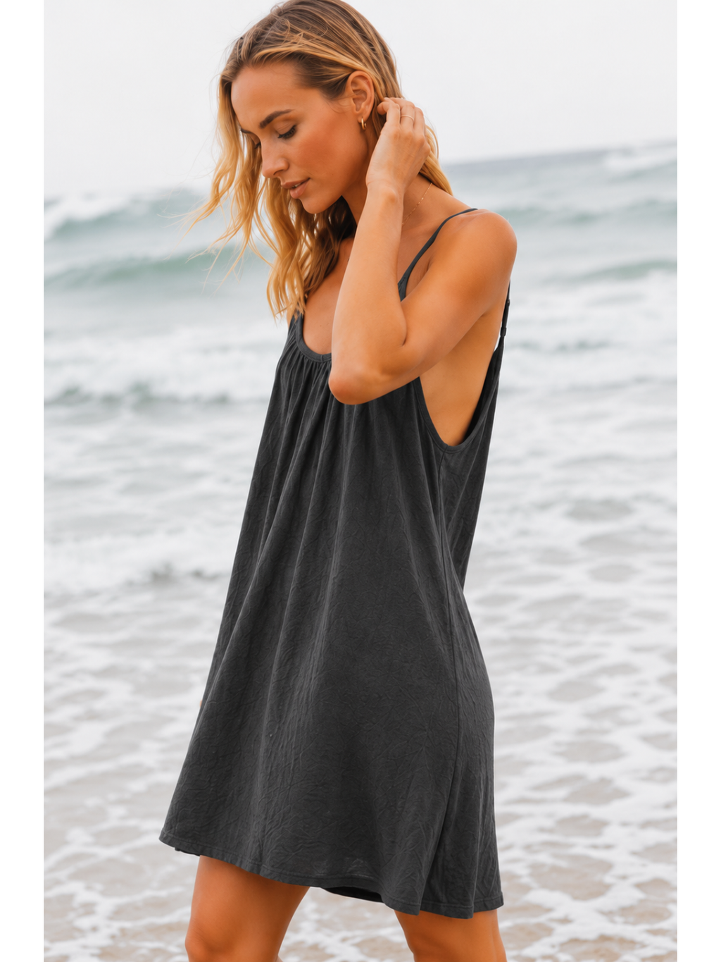 Women's Loose Fit Deep Back Spaghetti Strap Dres