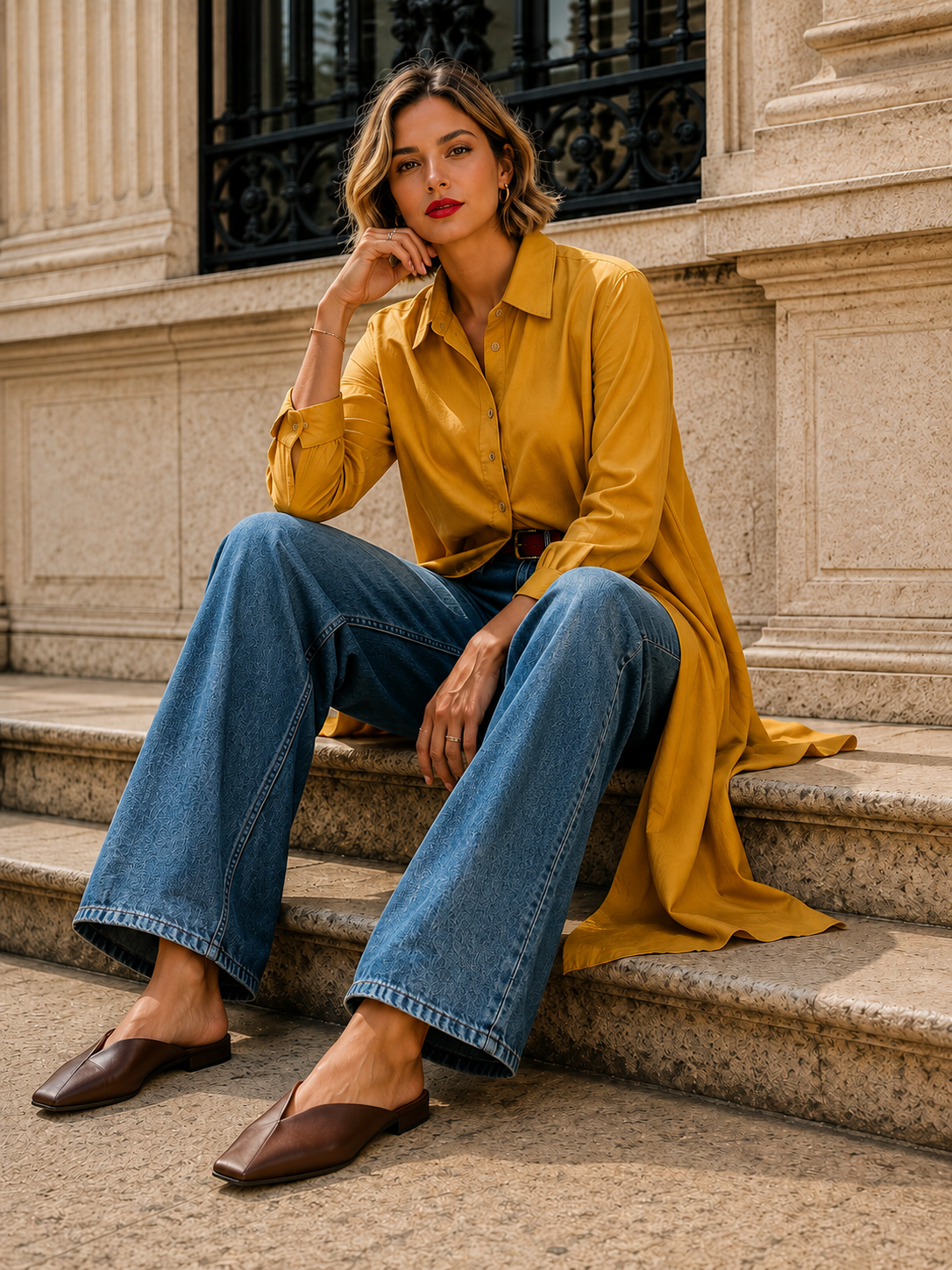 Women's Lemon Yellow Longline Coat | Relaxed Fit Polyester Trench Coat