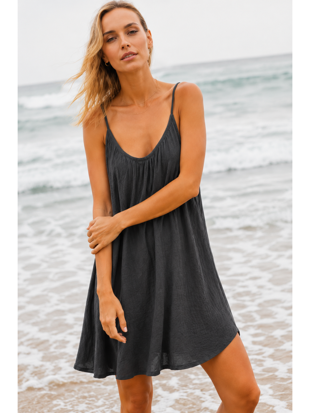 Women's Loose Fit Deep Back Spaghetti Strap Dres