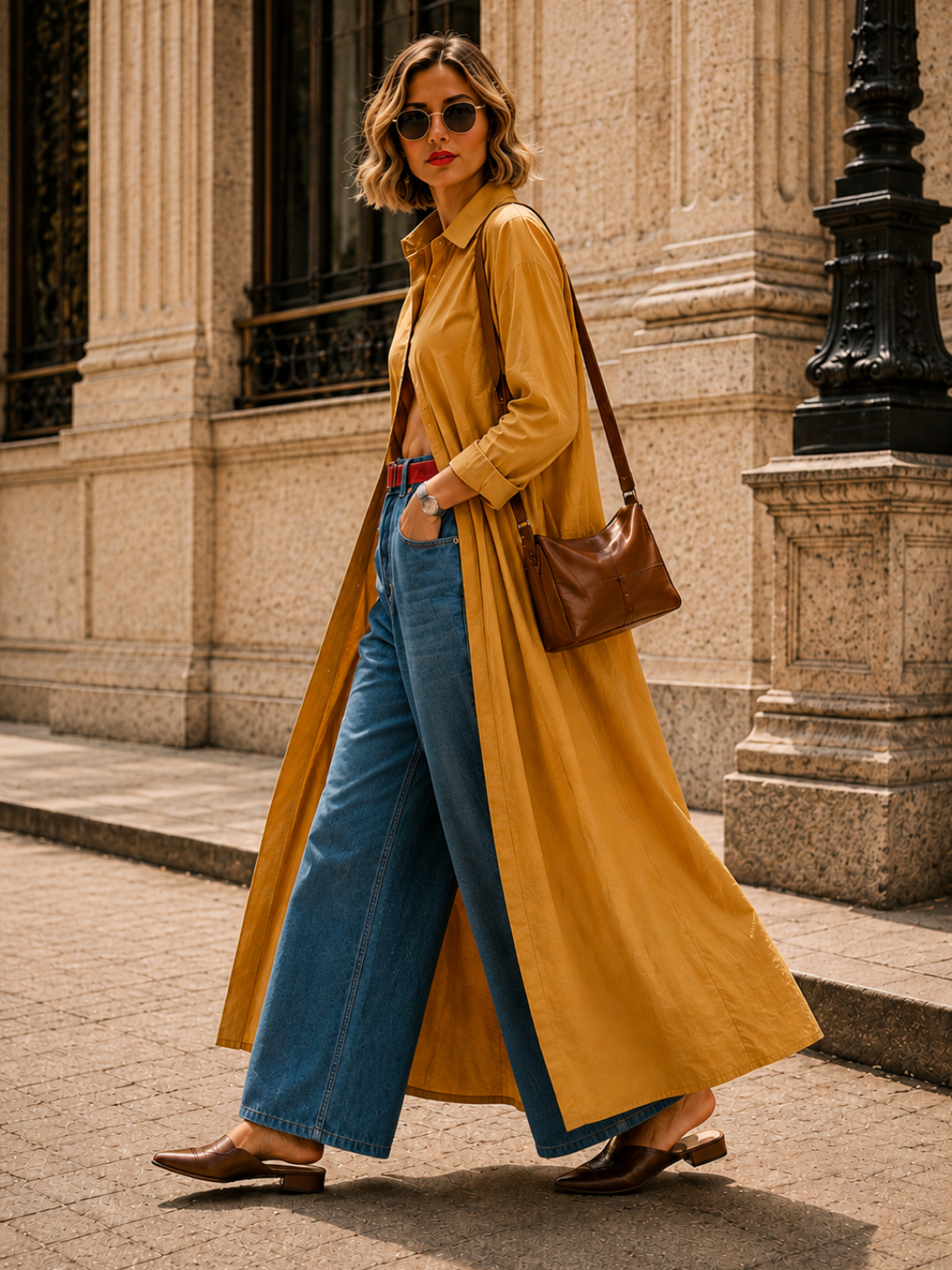 Women's Lemon Yellow Longline Coat | Relaxed Fit Polyester Trench Coat