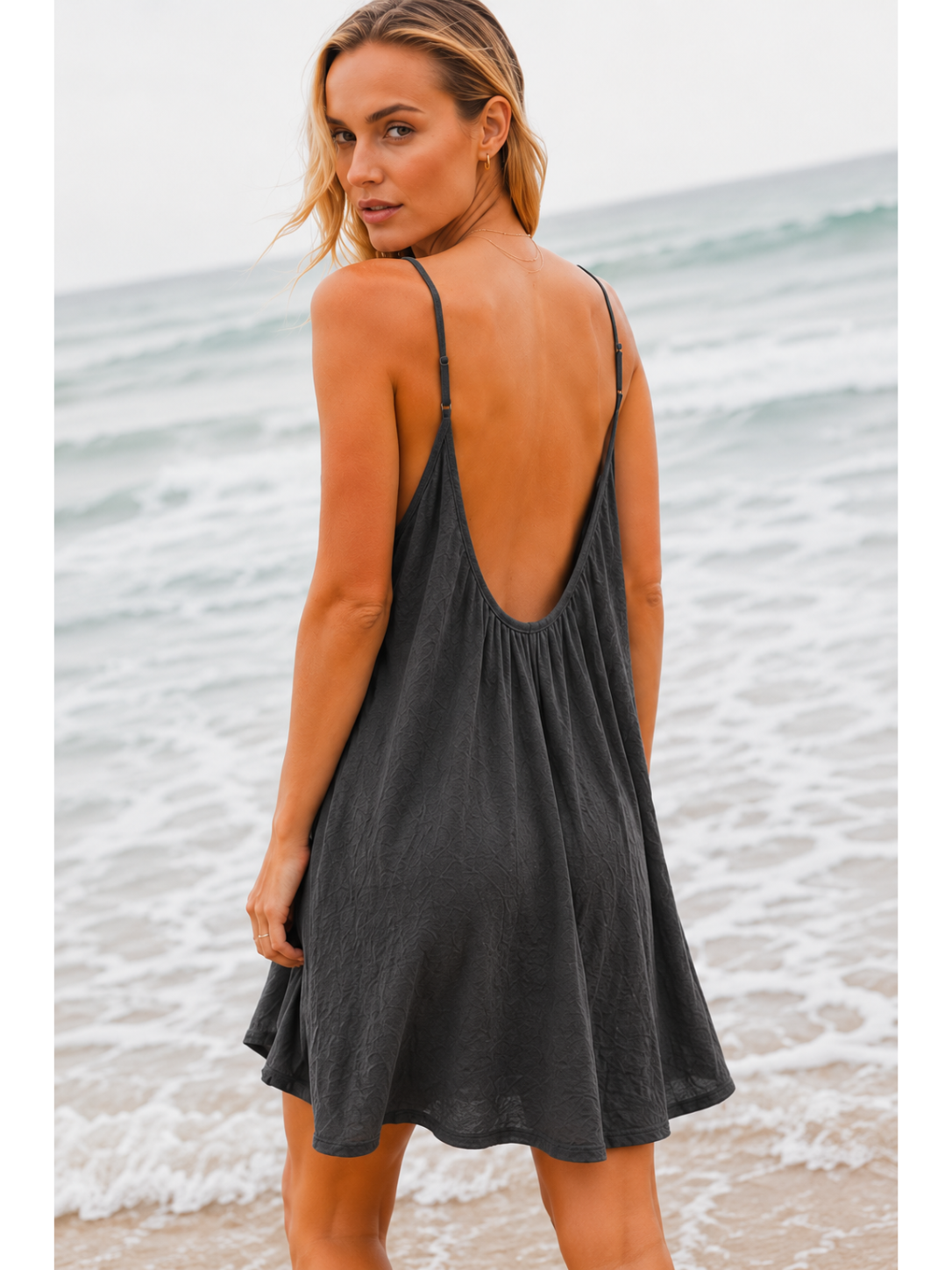 Women's Loose Fit Deep Back Spaghetti Strap Dres
