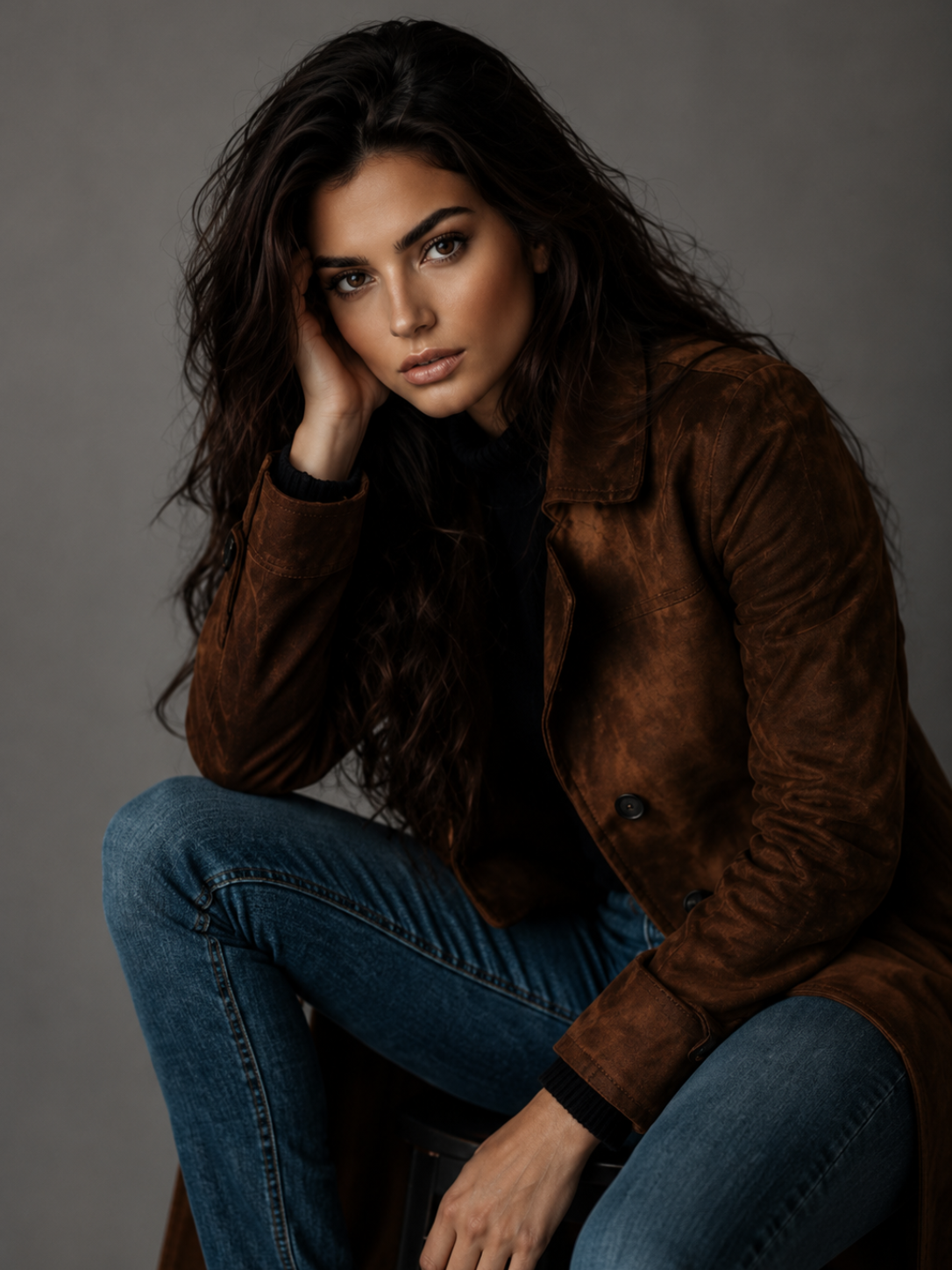 Women's Dark Brown Long Trench Coat – Elegant British Style Windbreaker