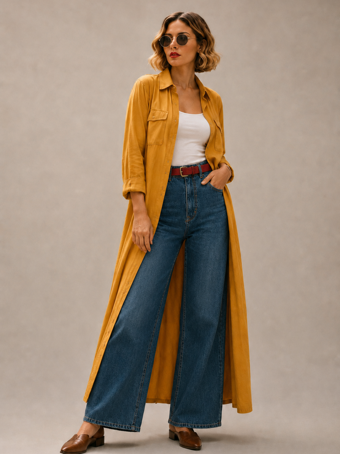 Women's Lemon Yellow Longline Coat | Relaxed Fit Polyester Trench Coat