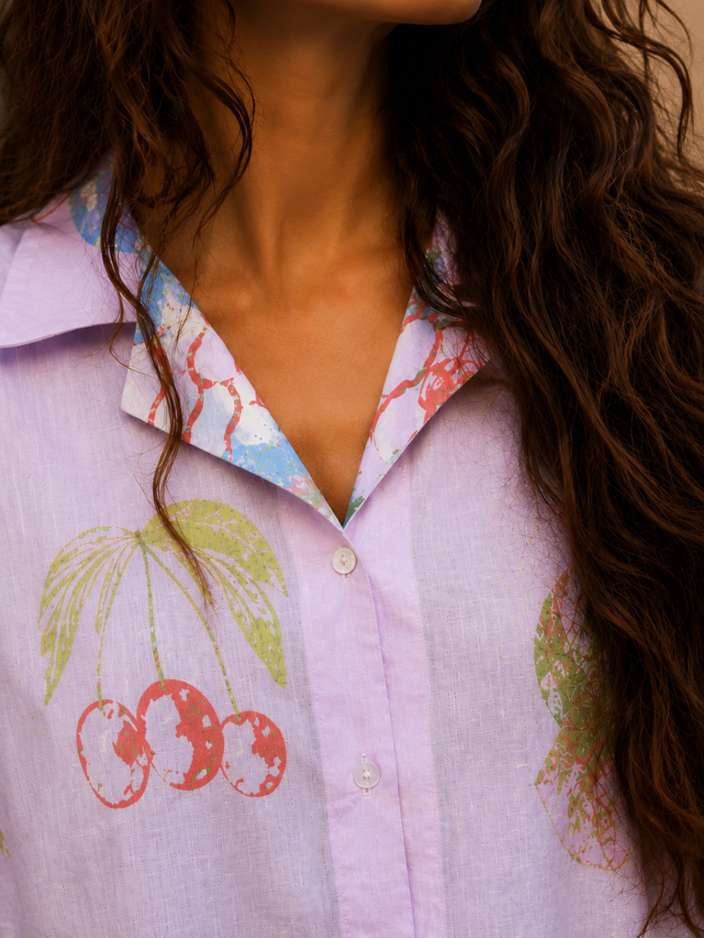 Tropical Print Linen Blend Shirt & Shorts Co-ord Set