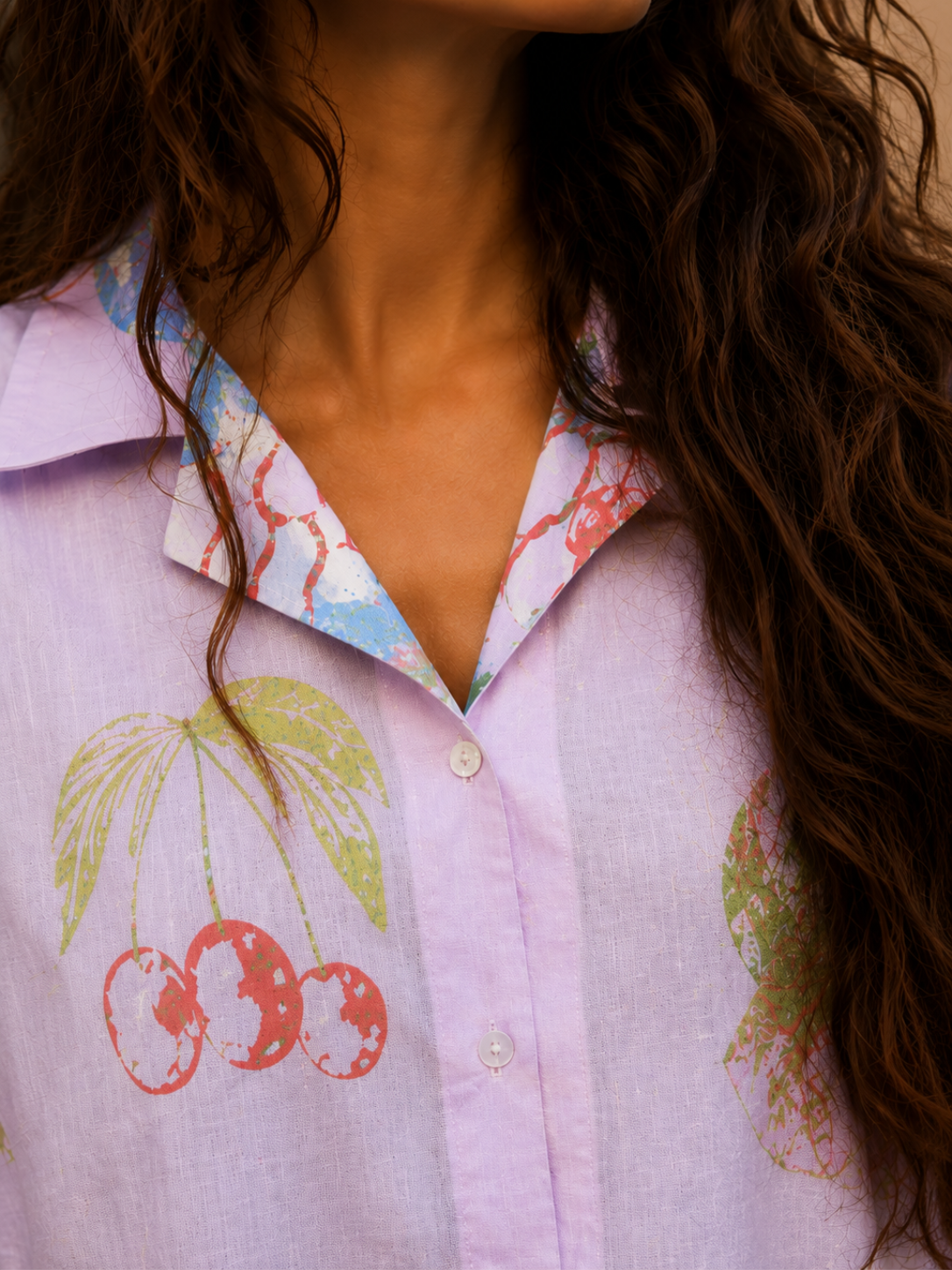 Tropical Print Linen Blend Shirt & Shorts Co-ord Set