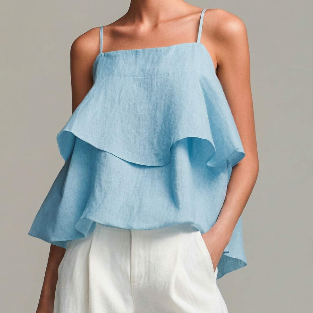 Sky Blue Layered Cami Top – Effortless Summer Elegance