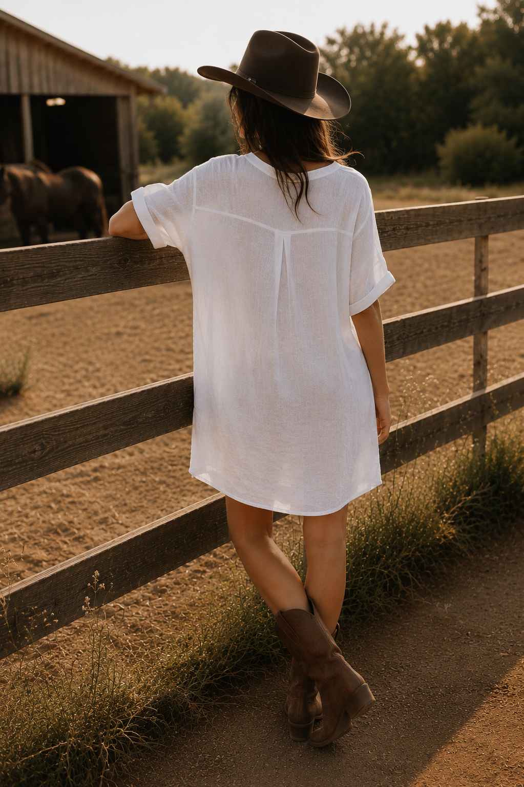 Women's Linen-Cotton V-Neck Loose-Fit Casual Short-Sleeve Dress With Pockets