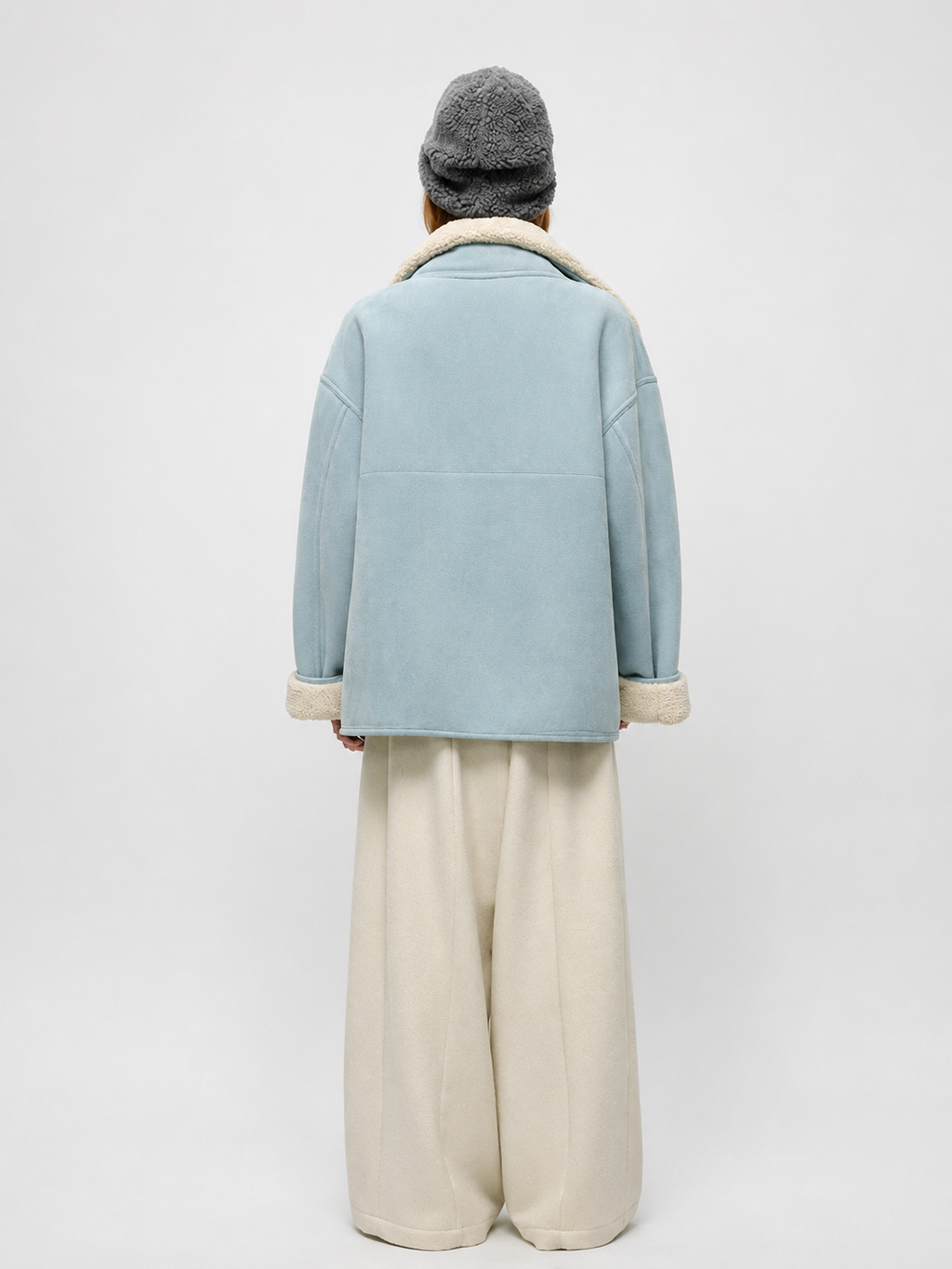 Sea Salt Cream Cup A Heavyweight Dual Wear Designshearling Suede Windproof Coat