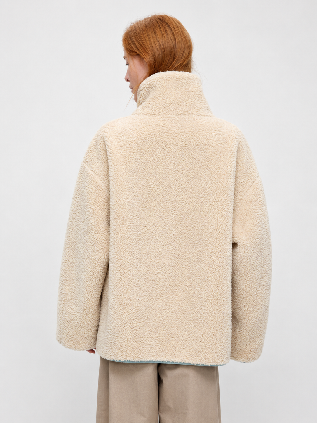 Sea Salt Cream Cup A Heavyweight Dual Wear Designshearling Suede Windproof Coat