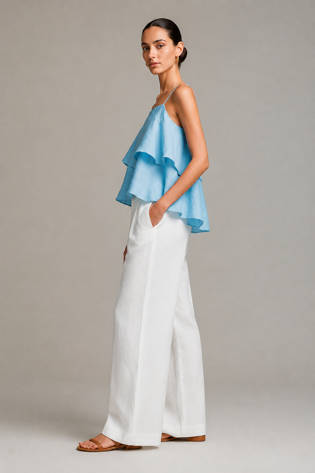 Sky Blue Layered Cami Top – Effortless Summer Elegance