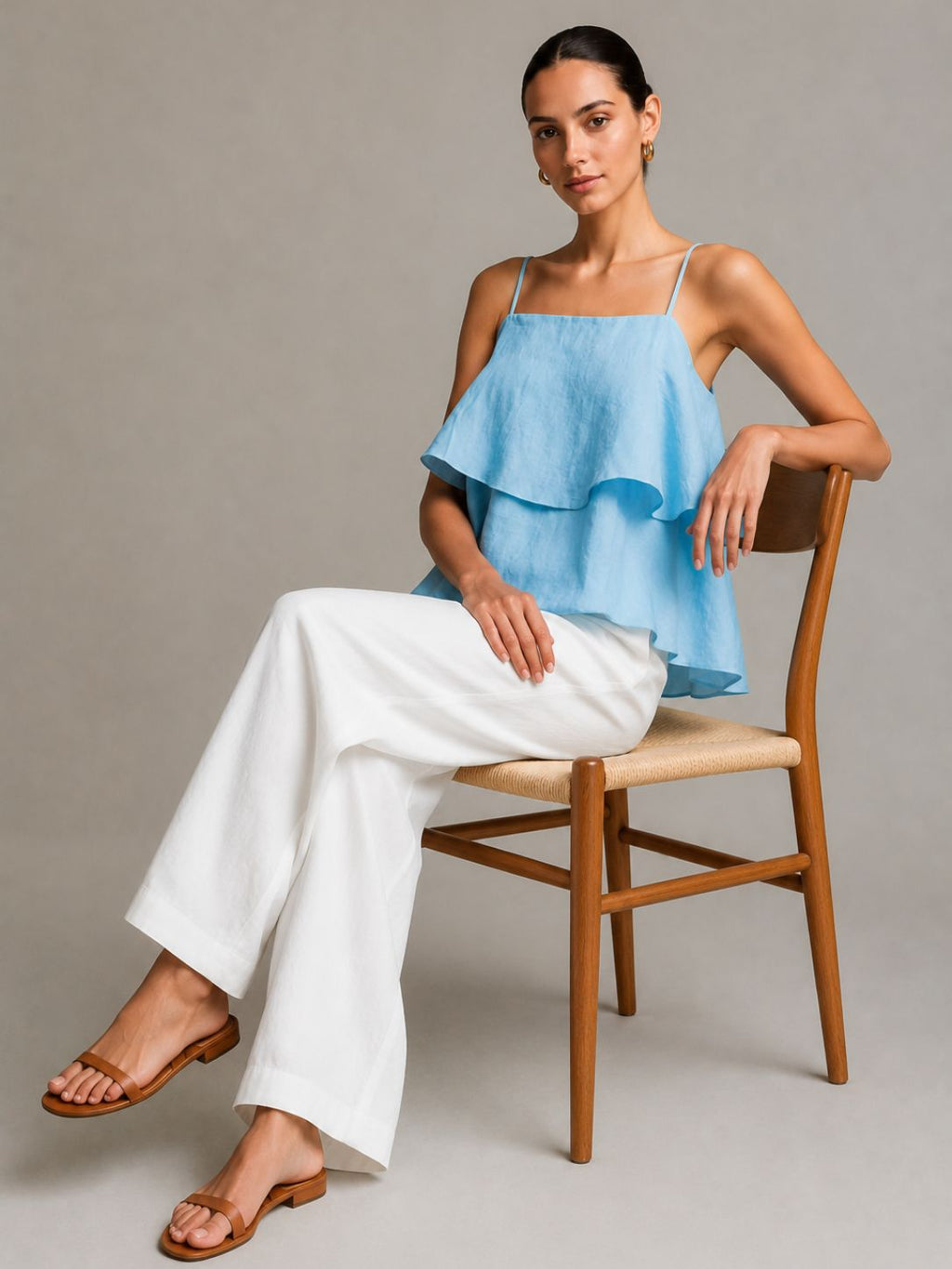 Sky Blue Layered Cami Top – Effortless Summer Elegance