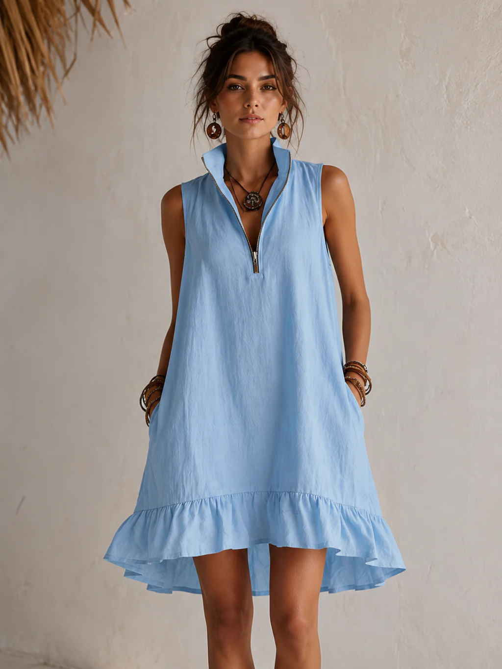 Women’s Korean Style Loose Waist Midi Tank Dress